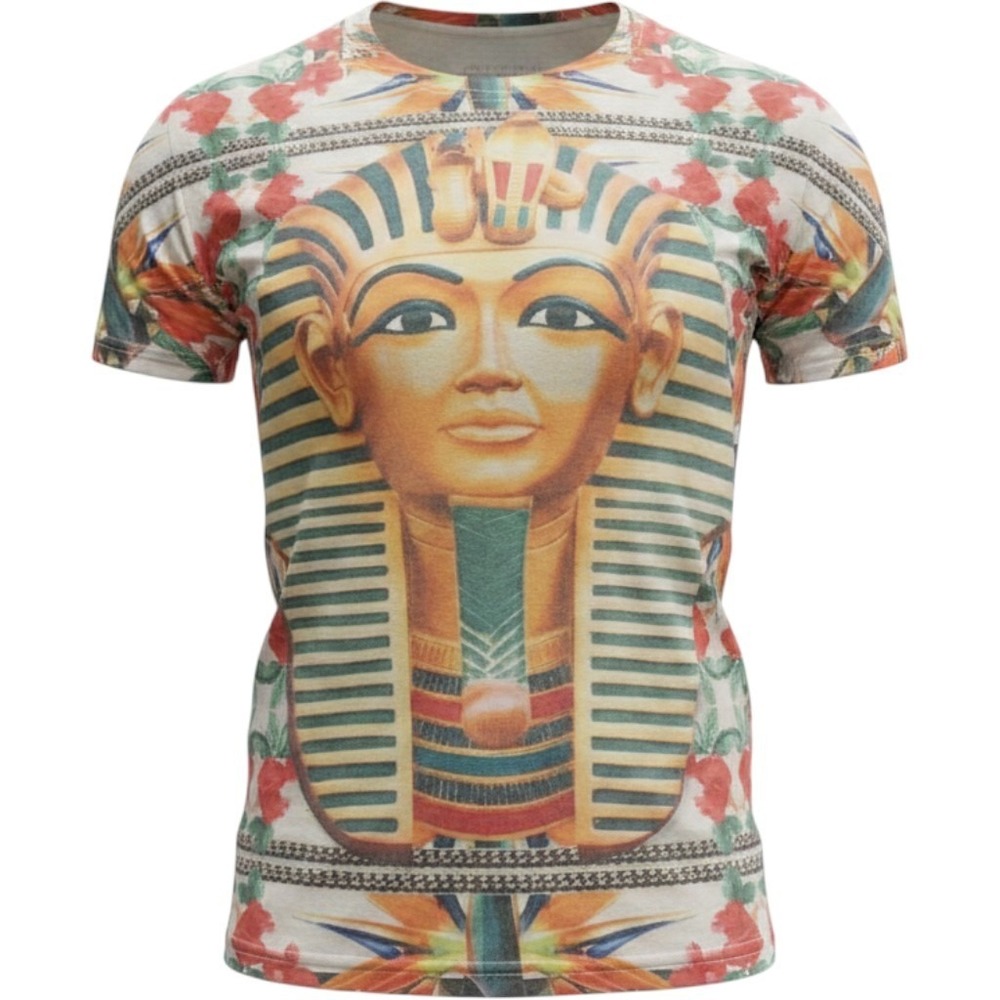 Popular Poison King Tut Egyptian Floral All Over Print Graphic T-Shirt Mens M